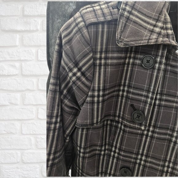 Jacob Women’s Double Breasted Coat – Grey & Black  Mid-Length Jacket (Medium) - Picture 4 of 6